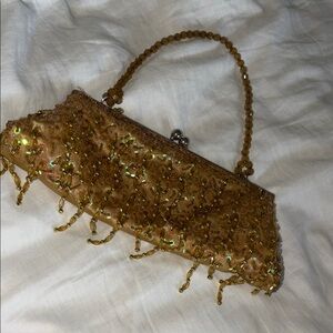 Gold Beaded Vintage Evening Clutch